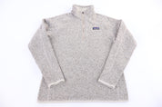 Women's Patagonia Logo Patch Grey Quarter Zip Fleece Pullover - Sweater - Thrifted Threads