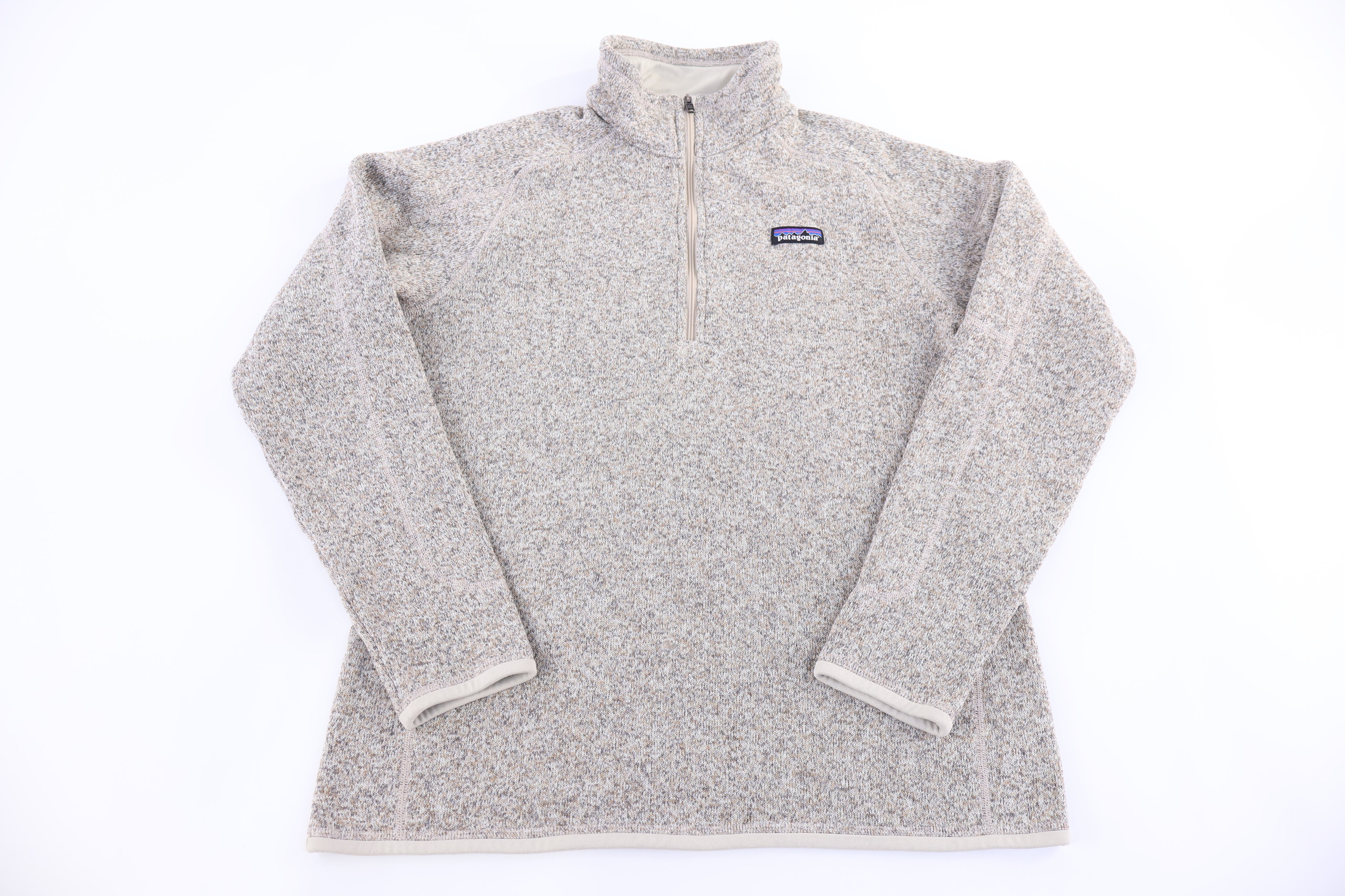 Women's Patagonia Logo Patch Grey Quarter Zip Fleece Pullover - Sweater - Thrifted Threads