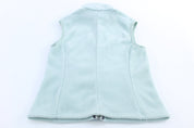 Women's Patagonia Logo Patch Light Blue Fleece Zip Up Vest - ThriftedThreads.com