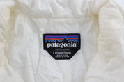 Women's Patagonia Logo Patch White Puffer Jacket - ThriftedThreads.com