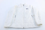 Women's Patagonia Logo Patch White Puffer Jacket - ThriftedThreads.com