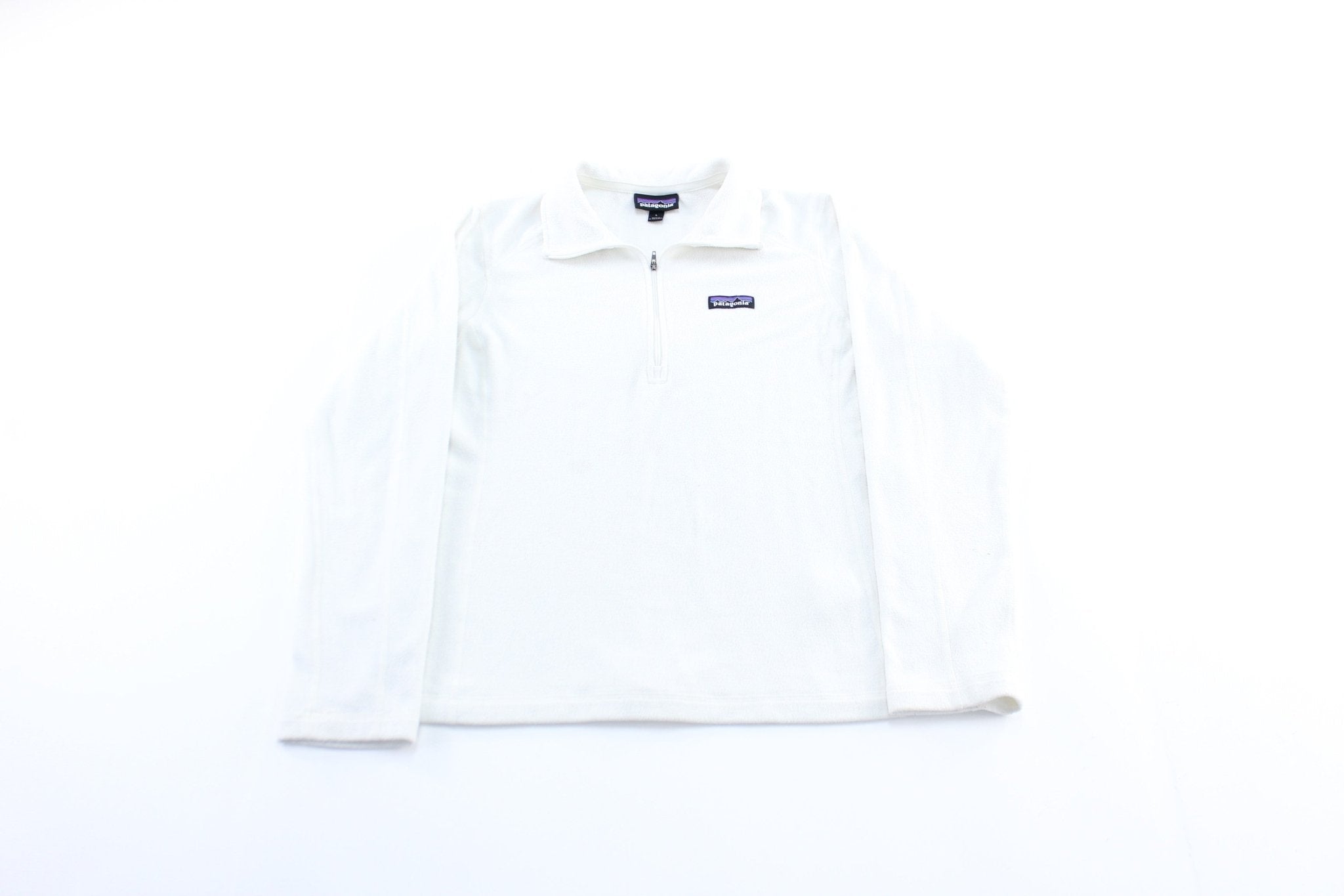 Women's Patagonia Logo Patch White Pullover Jacket - ThriftedThreads.com