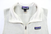 Women's Patagonia Logo Patch White Zip Up Vest - ThriftedThreads.com