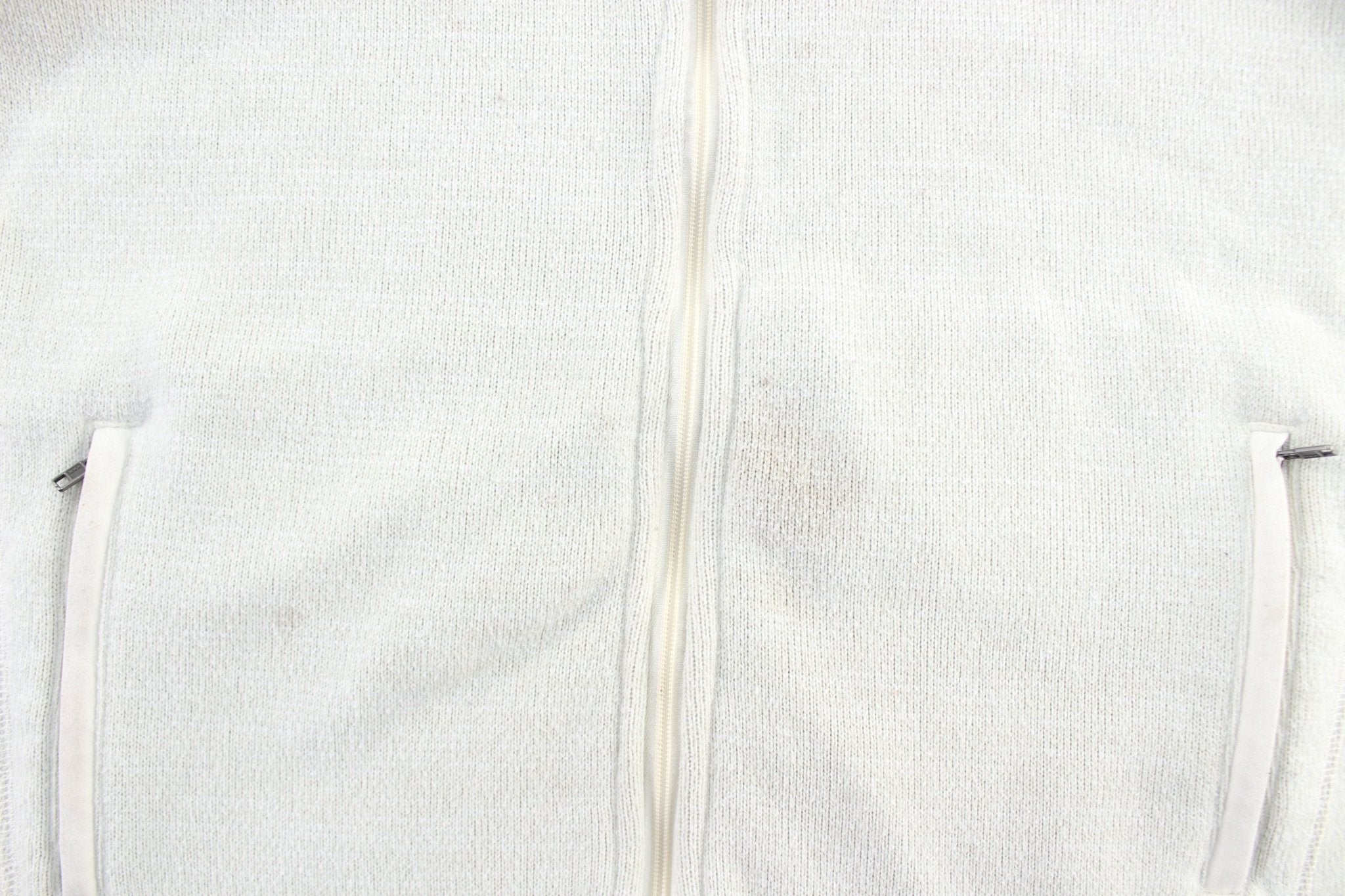 Women's Patagonia Logo Patch White Zip Up Vest - ThriftedThreads.com