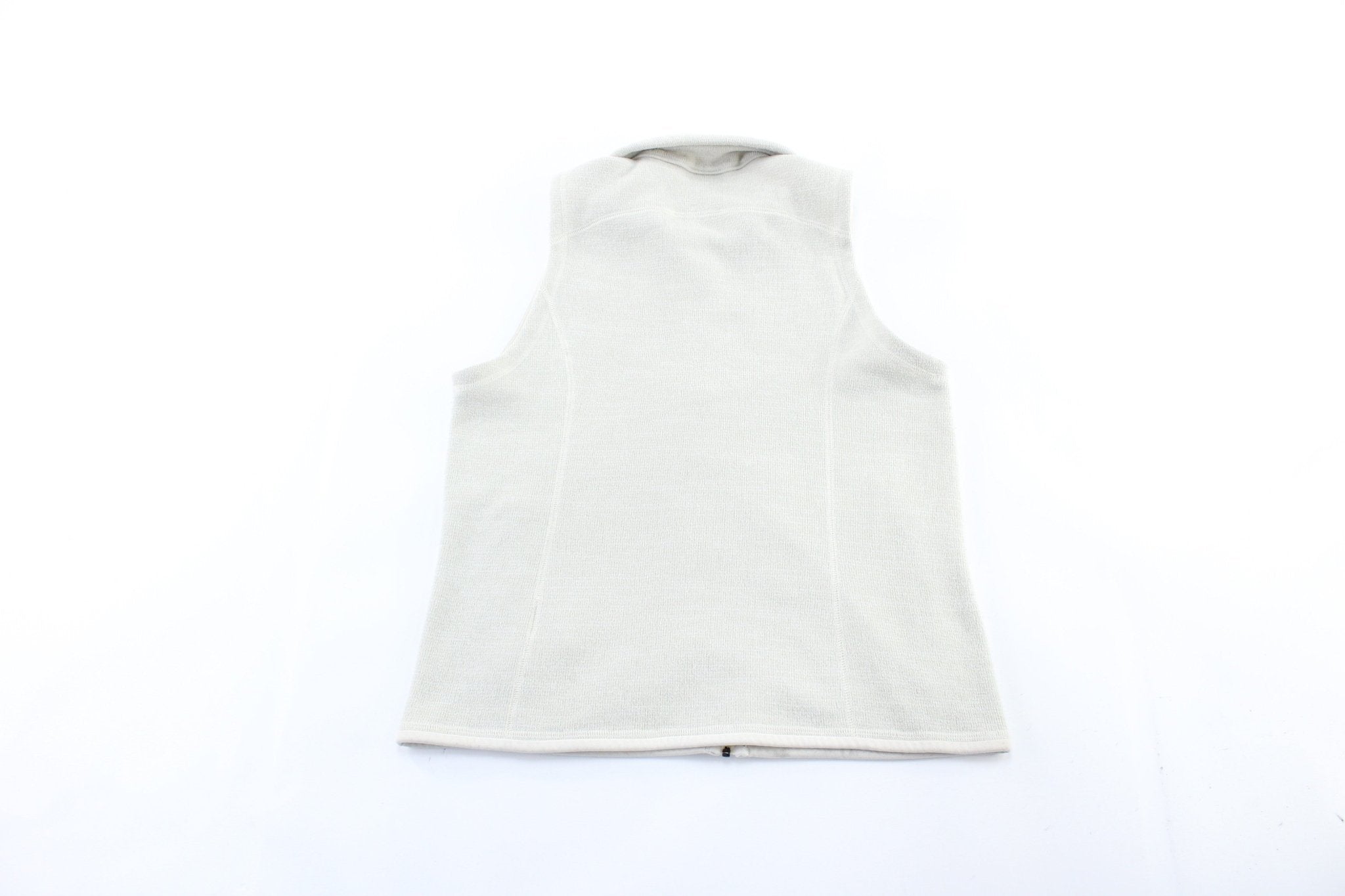 Women's Patagonia Logo Patch White Zip Up Vest - ThriftedThreads.com