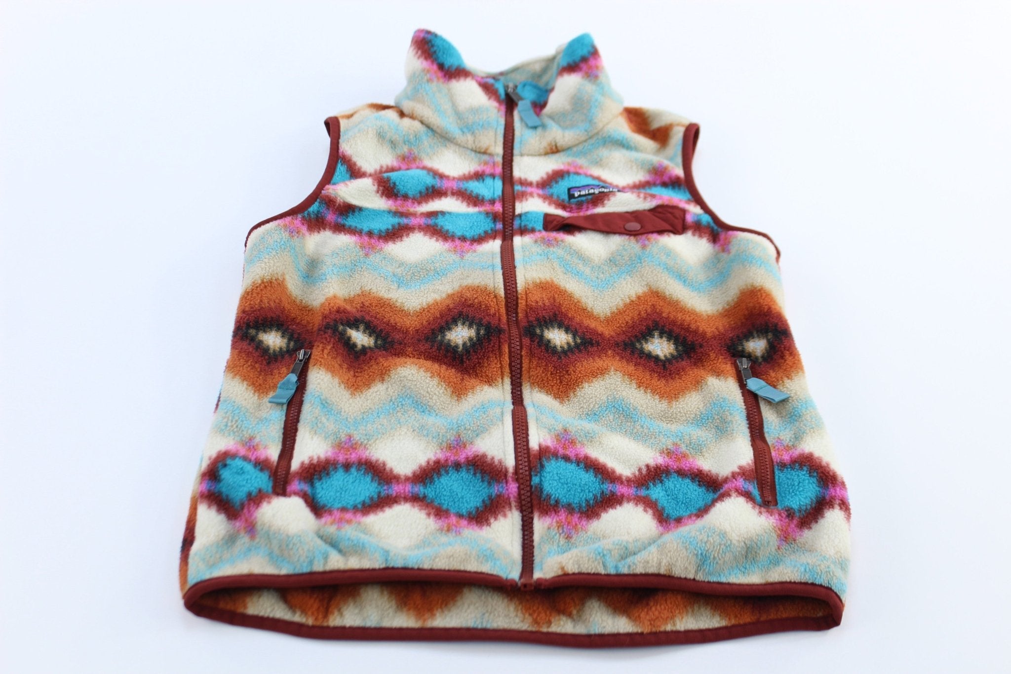Women's Patagonia Synchilla Cinder Red Snap - T Vest - ThriftedThreads.com
