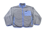Women's Patagonia Synchilla Grey & Blue Zip Up Jacket - ThriftedThreads.com