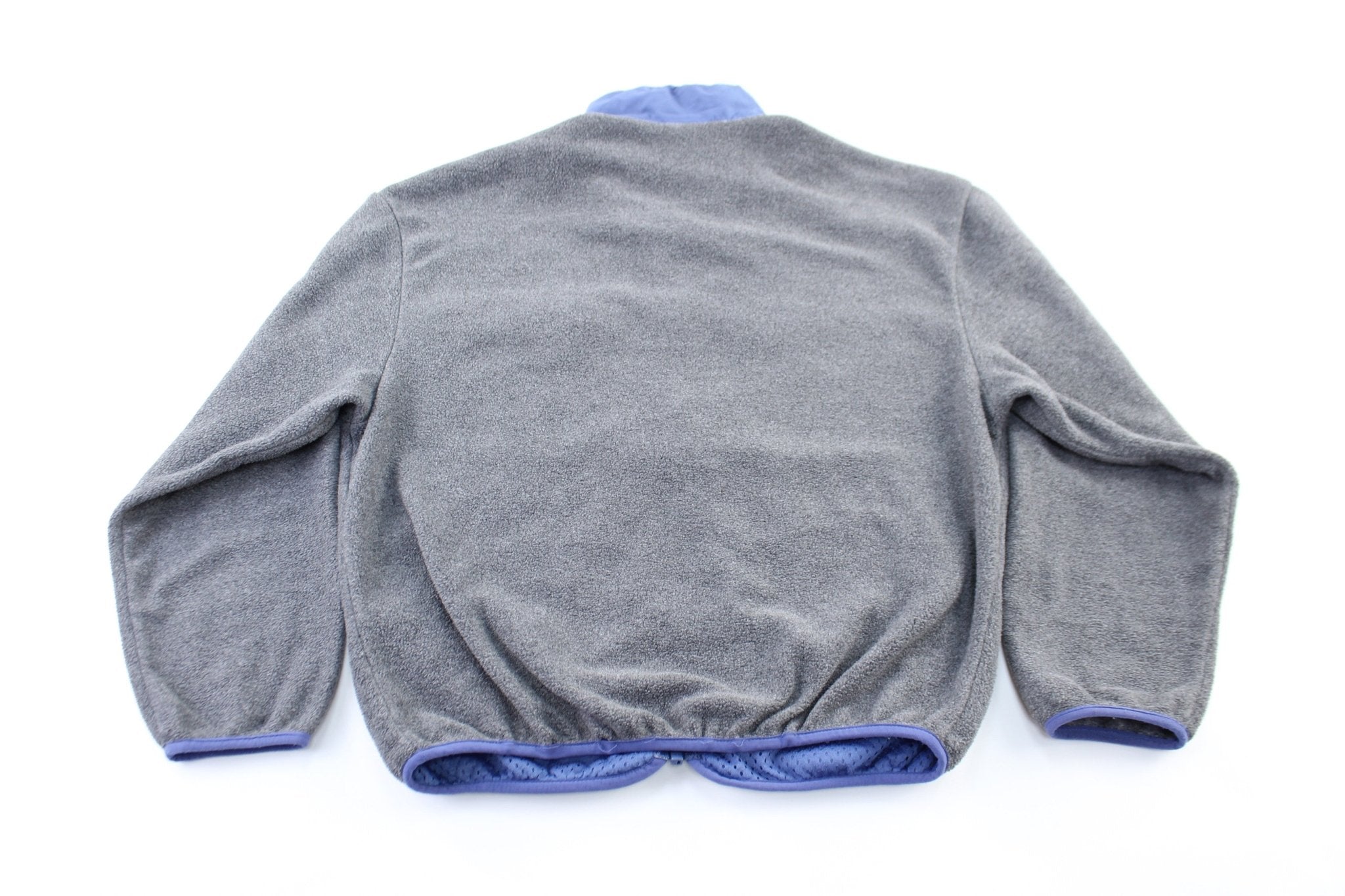 Women's Patagonia Synchilla Grey & Blue Zip Up Jacket - ThriftedThreads.com