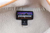 Women's Patagonia Synchilla Logo Patch Pink & Cream Snap - T Fleece Pullover - ThriftedThreads.com