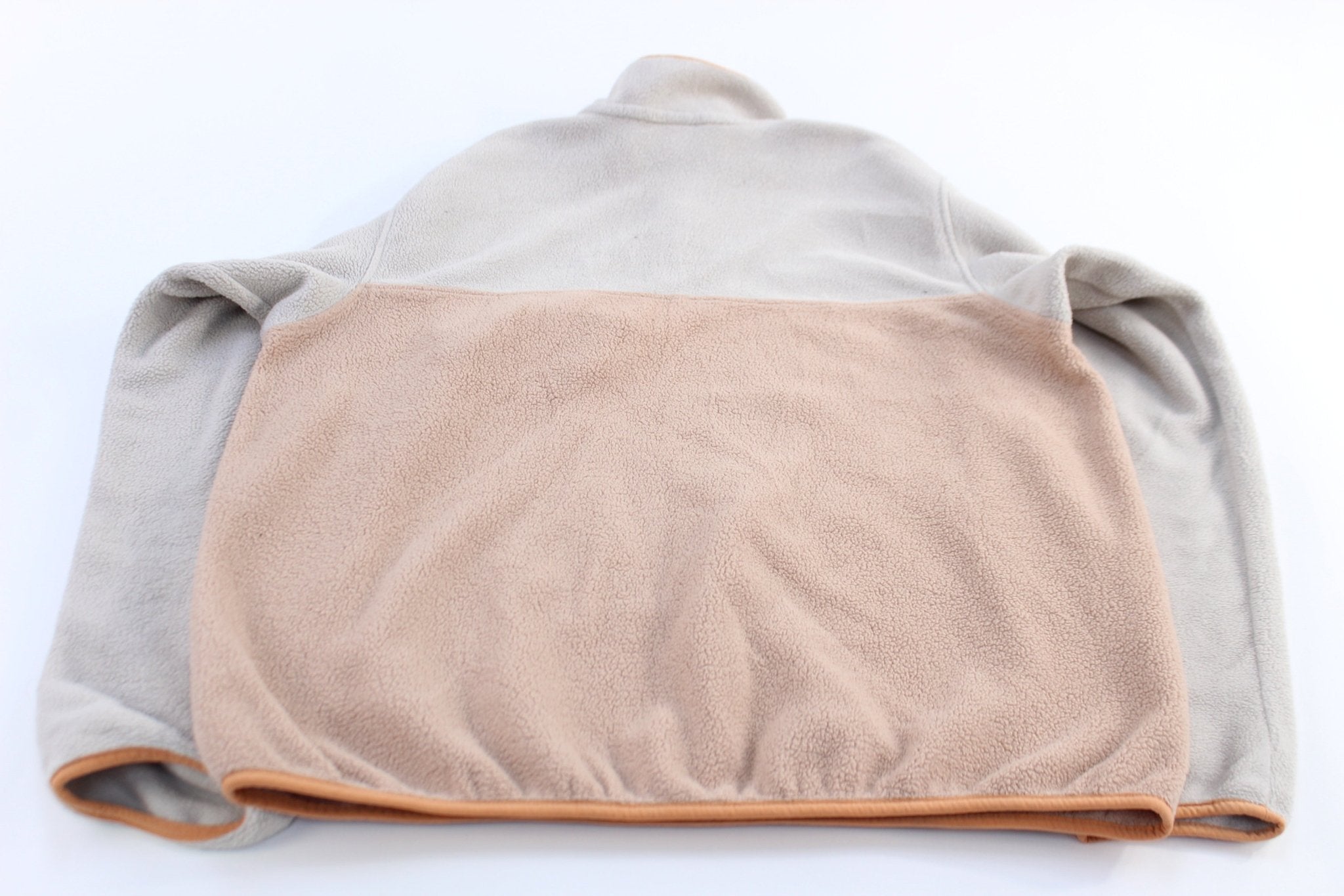 Women's Patagonia Synchilla Logo Patch Pink & Cream Snap - T Fleece Pullover - ThriftedThreads.com