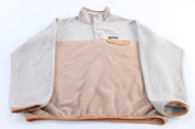 Women's Patagonia Synchilla Logo Patch Pink & Cream Snap - T Fleece Pullover - ThriftedThreads.com
