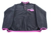 Women's Patagonia Synchilla Pink & Black Snap - T Fleece Pullover - ThriftedThreads.com