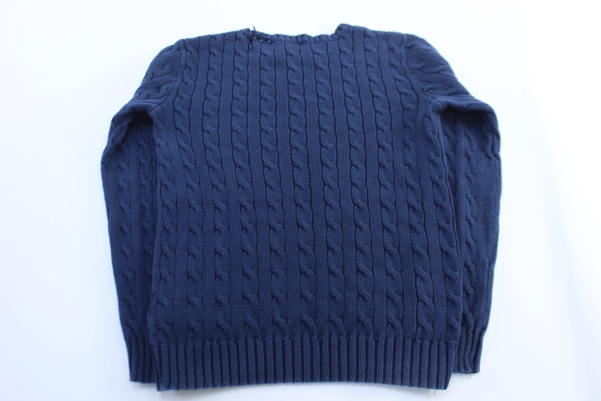 Women's Polo Ralph Lauren Blue Cable Knit Sweater - ThriftedThreads.com
