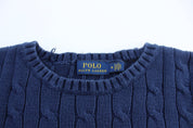 Women's Polo Ralph Lauren Blue Cable Knit Sweater - ThriftedThreads.com
