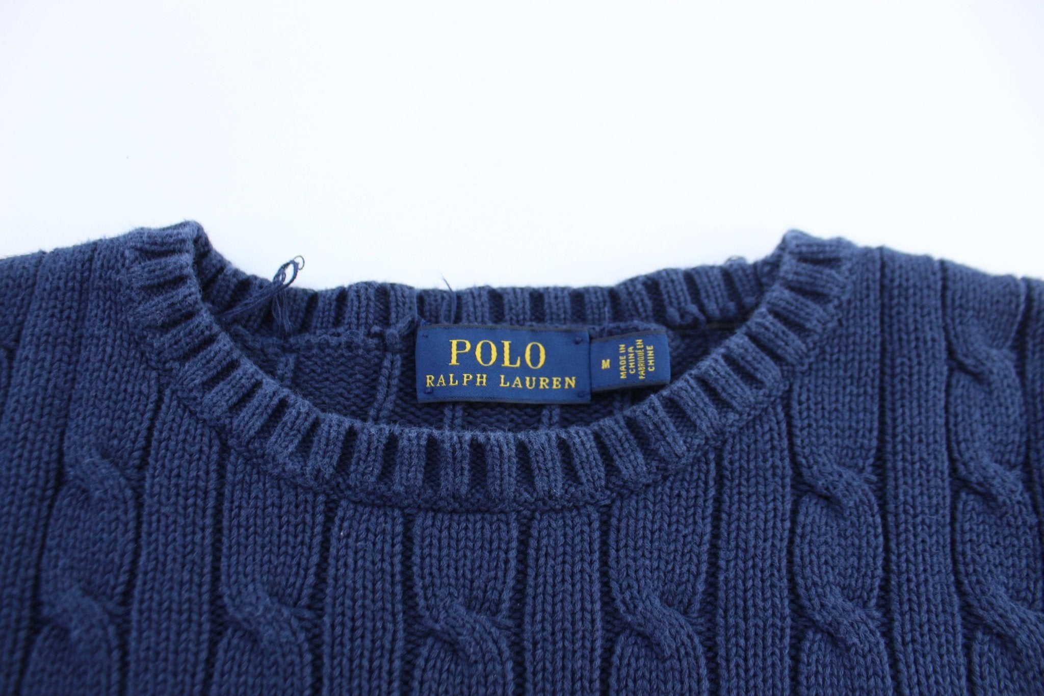 Women's Polo Ralph Lauren Blue Cable Knit Sweater - ThriftedThreads.com