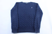 Women's Polo Ralph Lauren Blue Cable Knit Sweater - ThriftedThreads.com