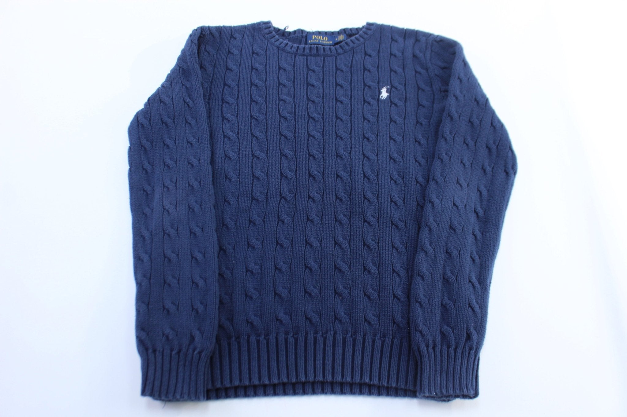 Women's Polo Ralph Lauren Blue Cable Knit Sweater - ThriftedThreads.com