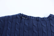 Women's Polo Ralph Lauren Blue Cable Knit Sweater - ThriftedThreads.com