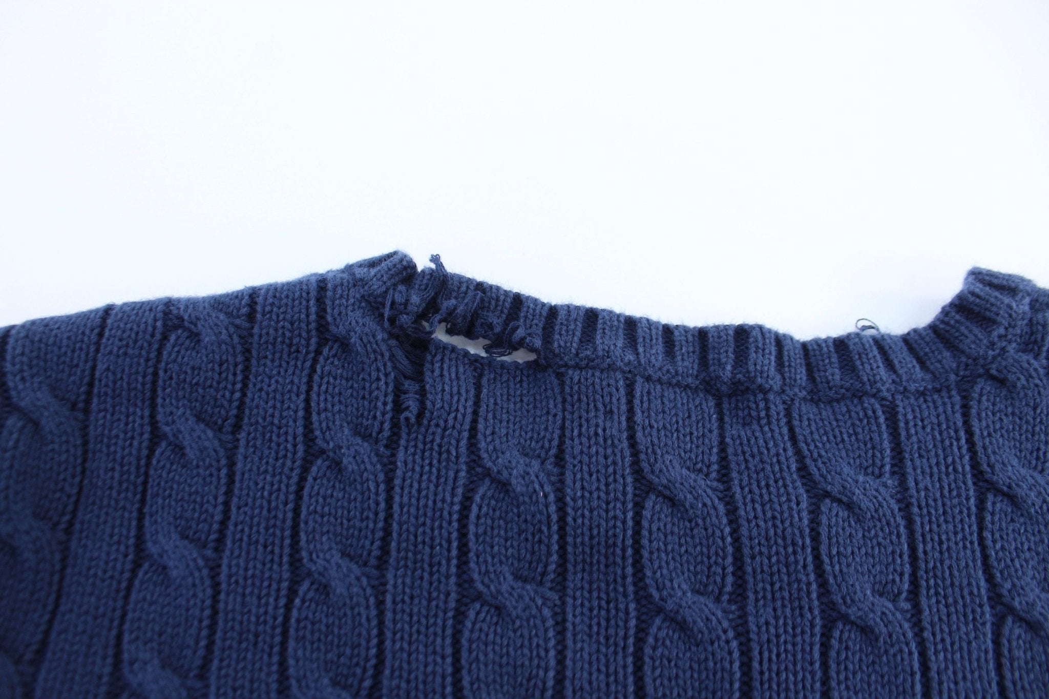 Women's Polo Ralph Lauren Blue Cable Knit Sweater - ThriftedThreads.com