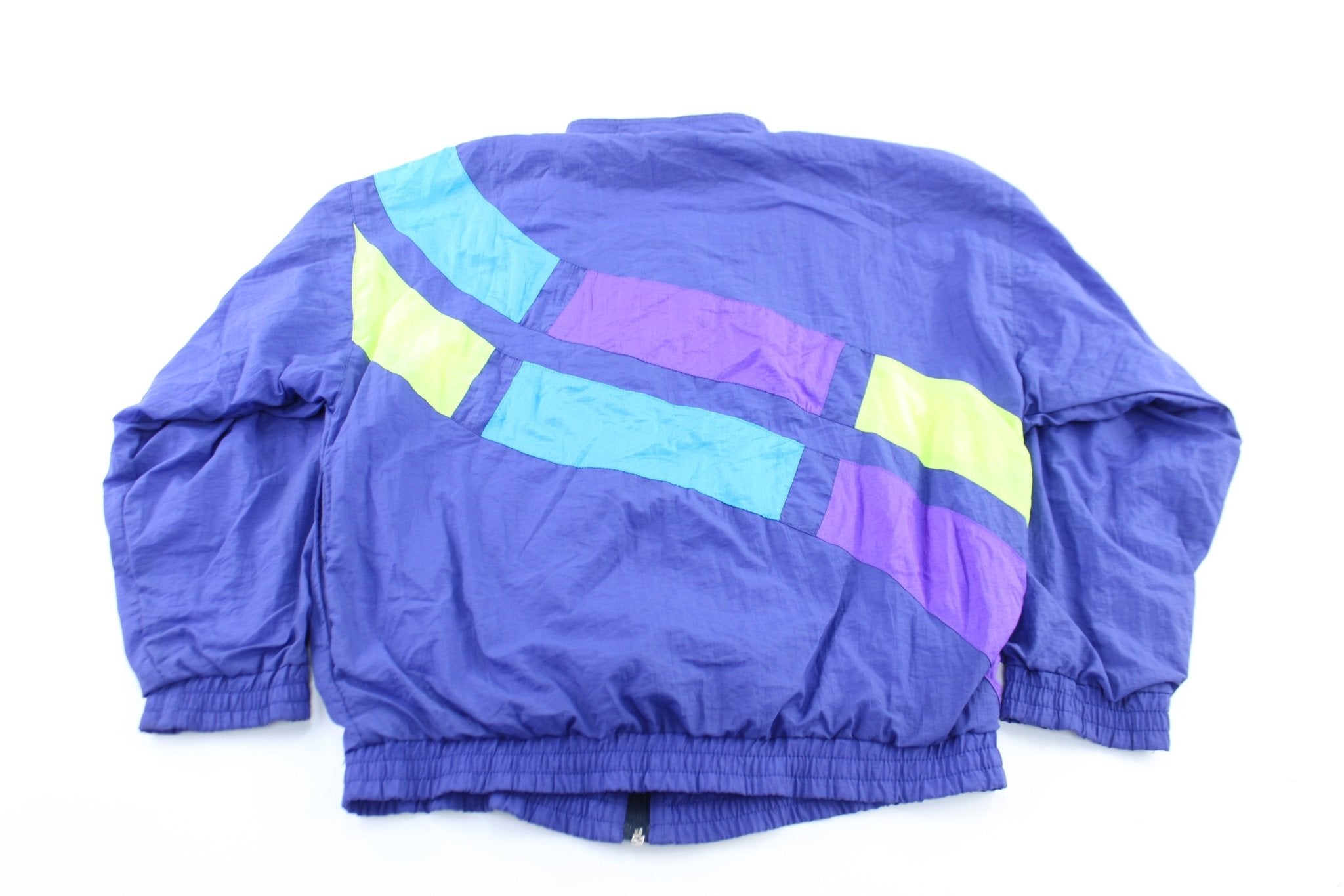 Women's Puma Embroidered Logo Purple, Neon, & Blue Zip Up Jacket - ThriftedThreads.com