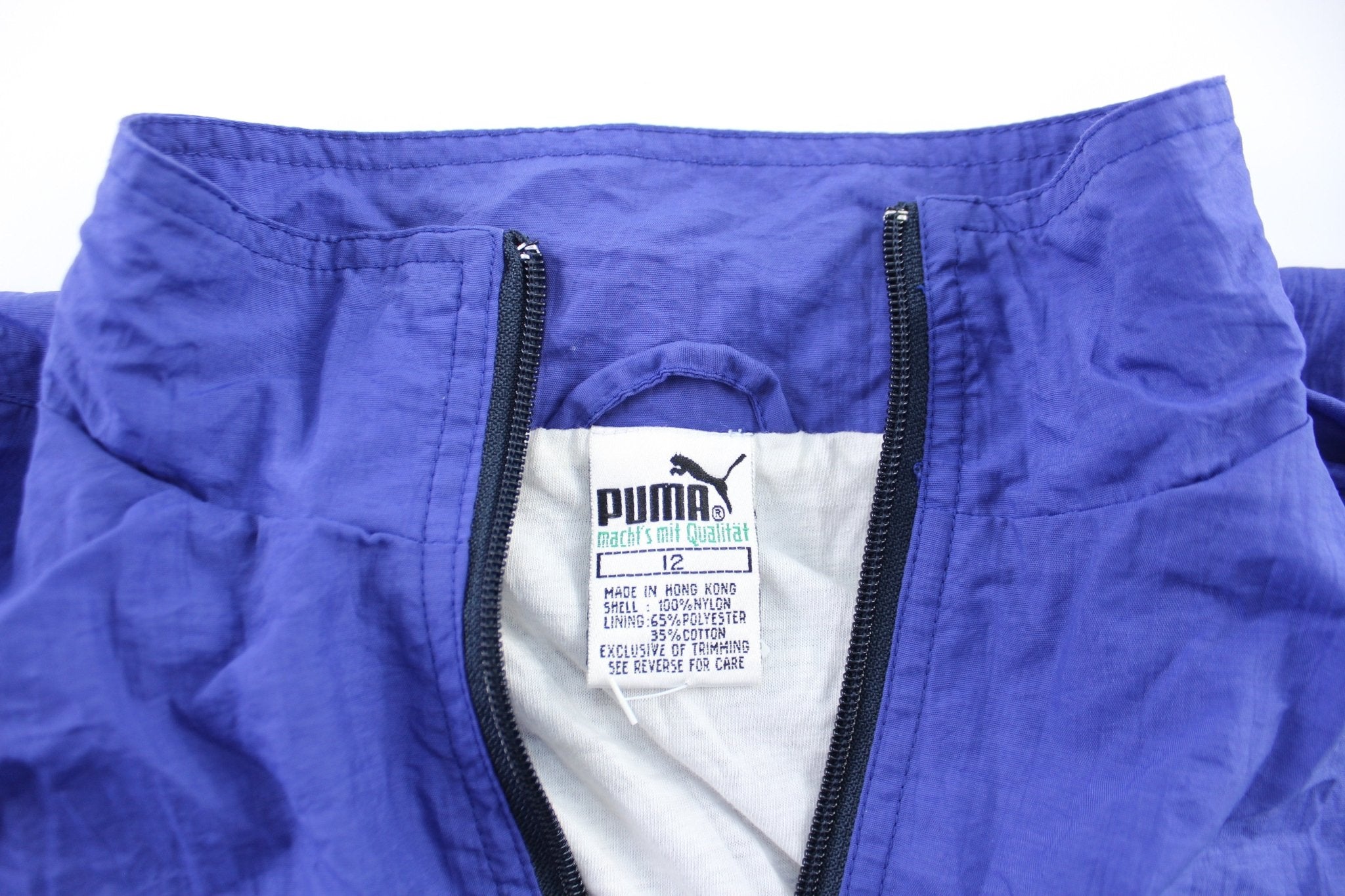 Women's Puma Embroidered Logo Purple, Neon, & Blue Zip Up Jacket - ThriftedThreads.com