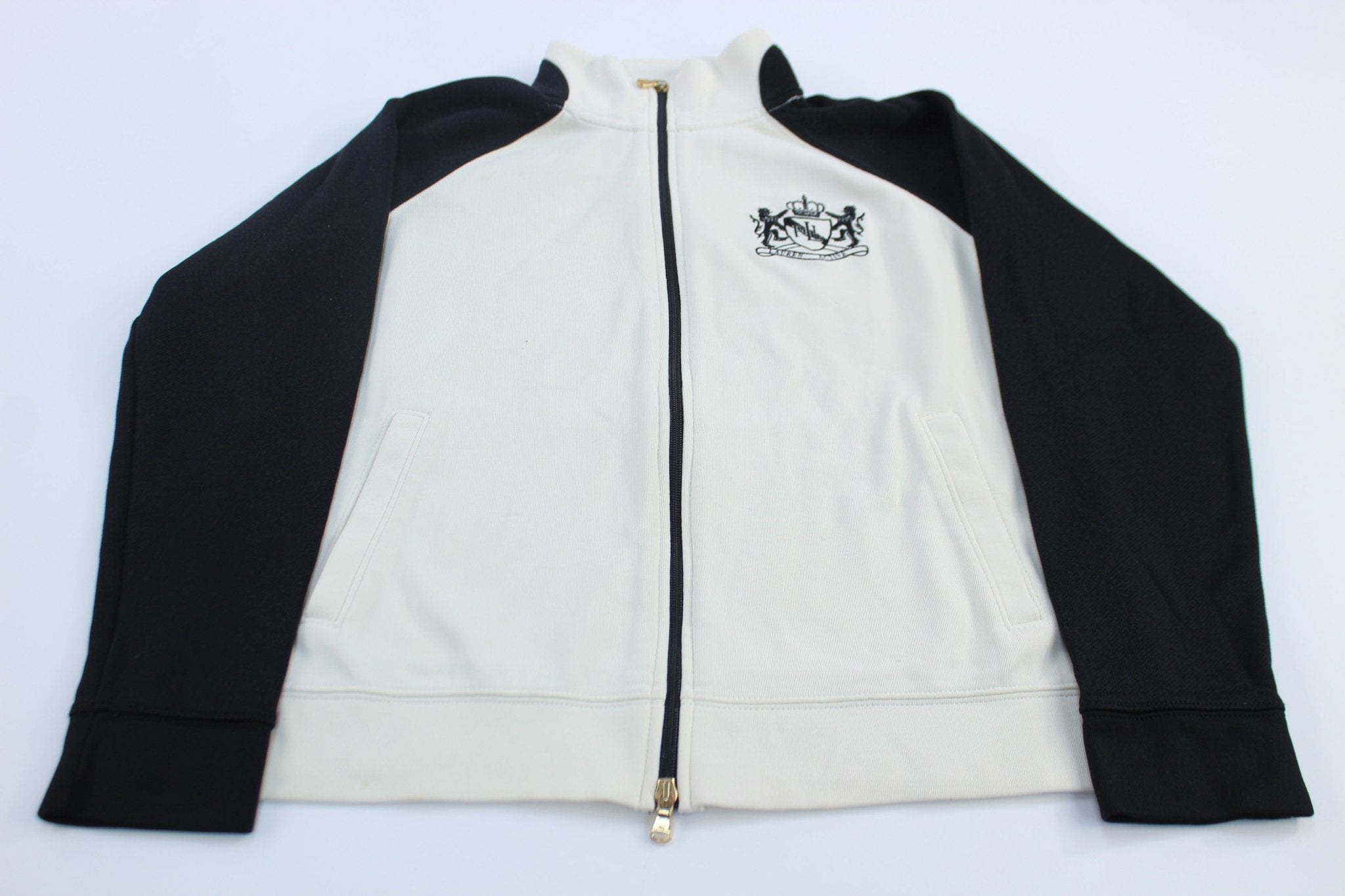Women's Ralph Lauren Active Embroidered Black & White Zip Up Jacket - Jackets - Thrifted Threads