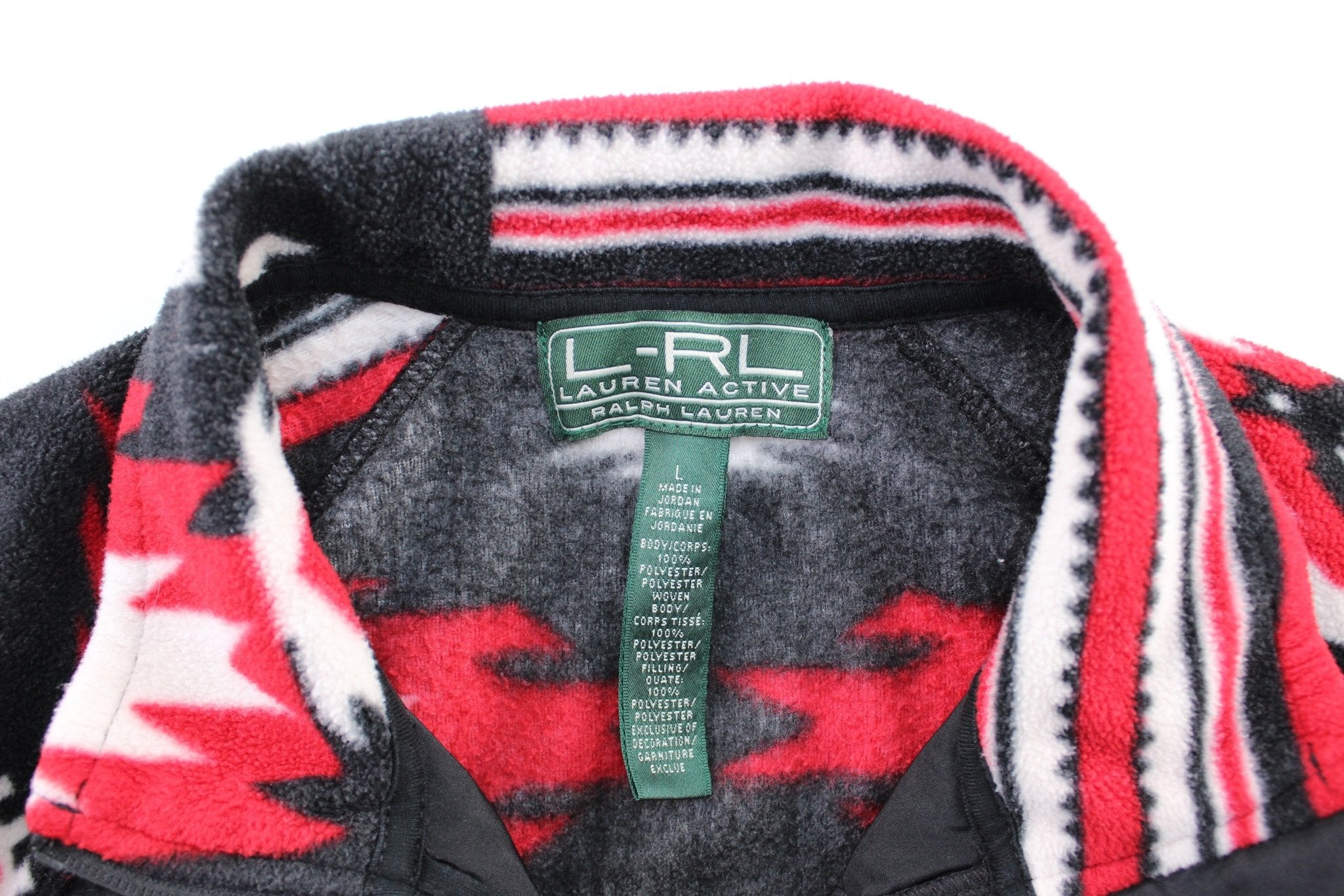 Women's Ralph Lauren Active Patterned Fleece Zip Up Jacket - ThriftedThreads.com
