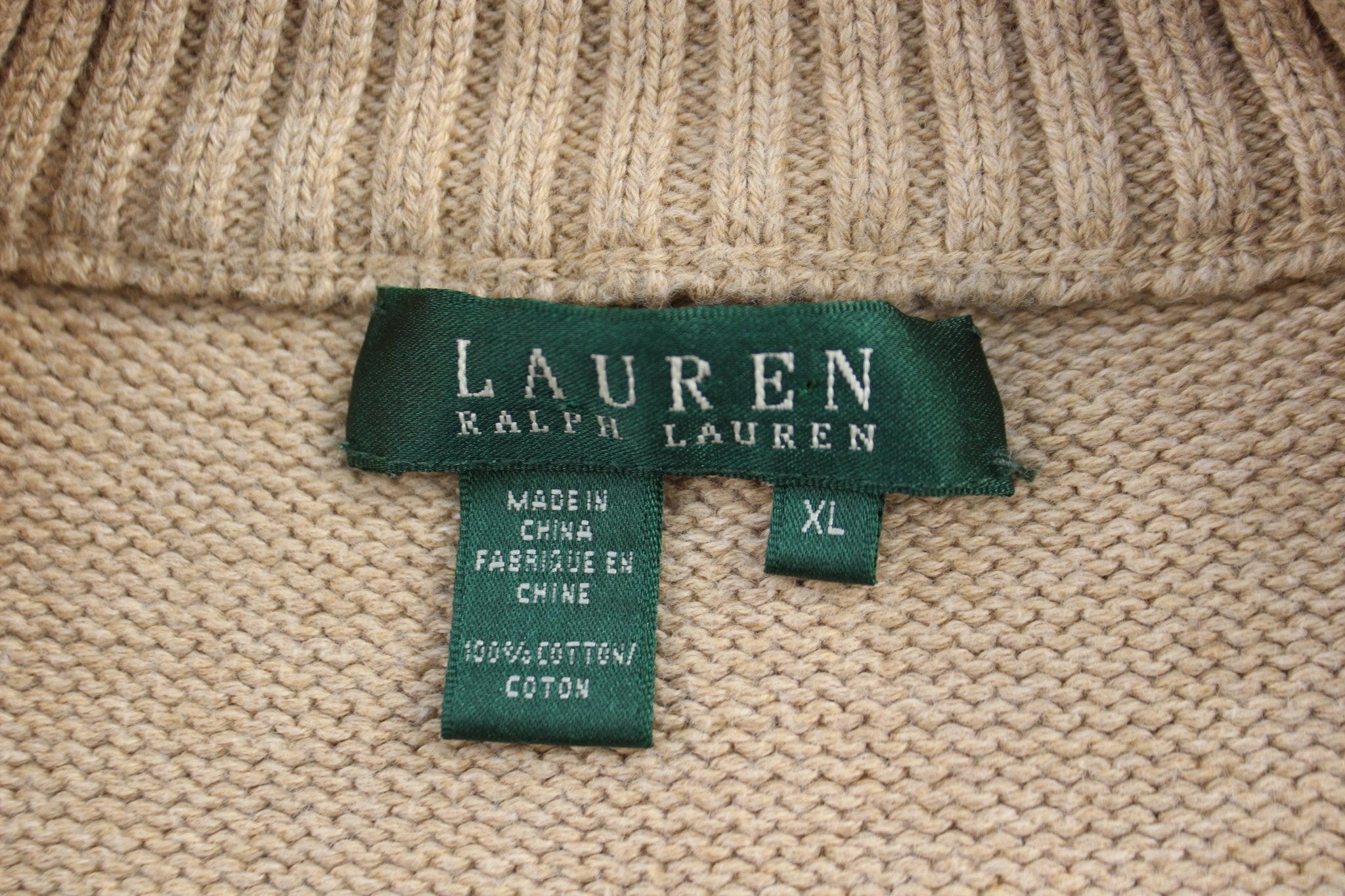 Women's Ralph Lauren Beige Full Zip Sweater - Sweater - Thrifted Threads