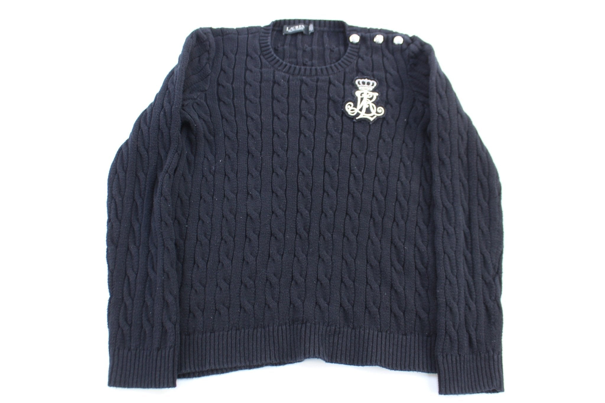 Women's Ralph Lauren Black Cable Knit Sweater - Sweater - Thrifted Threads