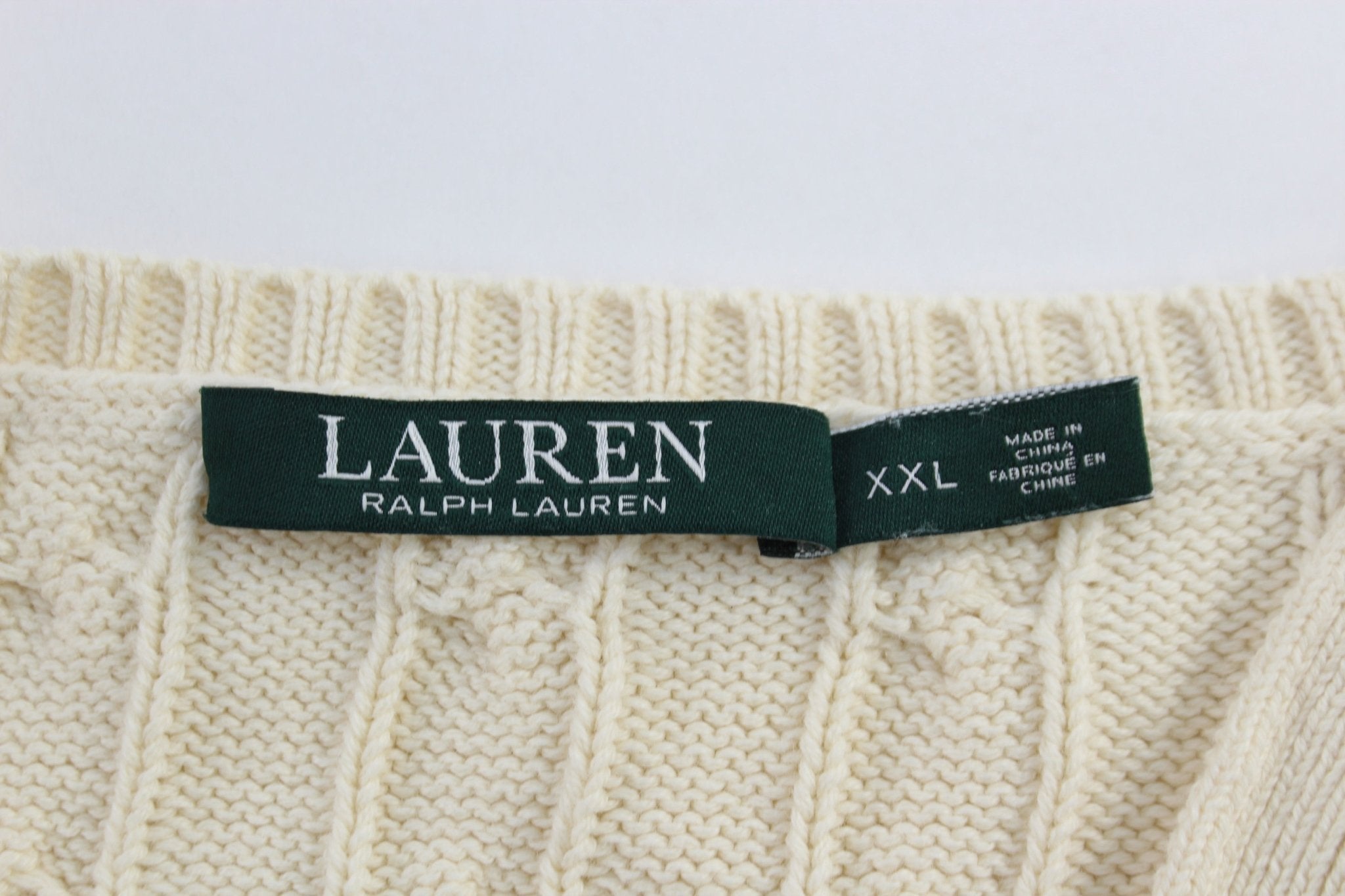 Women's Ralph Lauren Cream Cable Knit Sweater - Sweater - Thrifted Threads