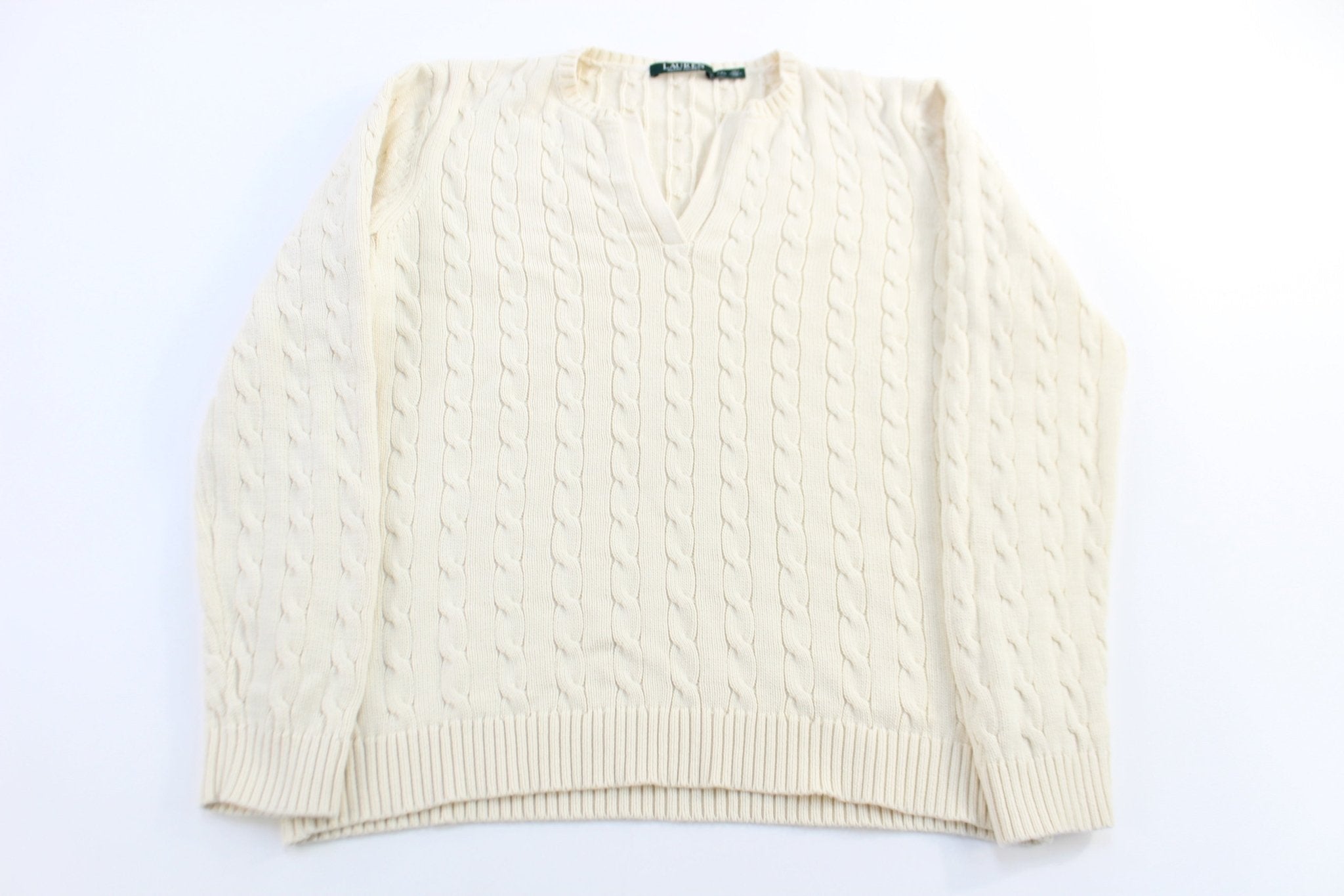 Women's Ralph Lauren Cream Cable Knit Sweater - Sweater - Thrifted Threads