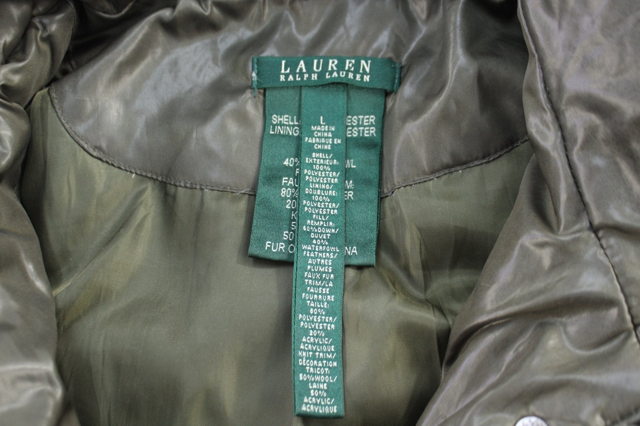 Women's Ralph Lauren Embroidered Logo Green Puffer Jacket - Jacket - Thrifted Threads