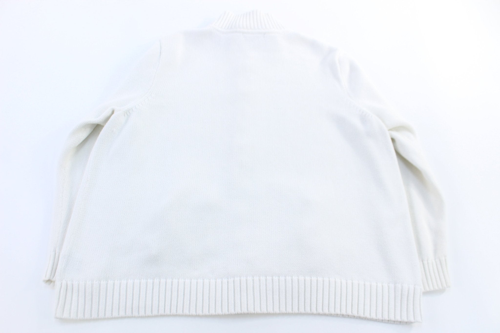 Women's Ralph Lauren Embroidered Logo White Full Zip Sweater - Sweater - Thrifted Threads