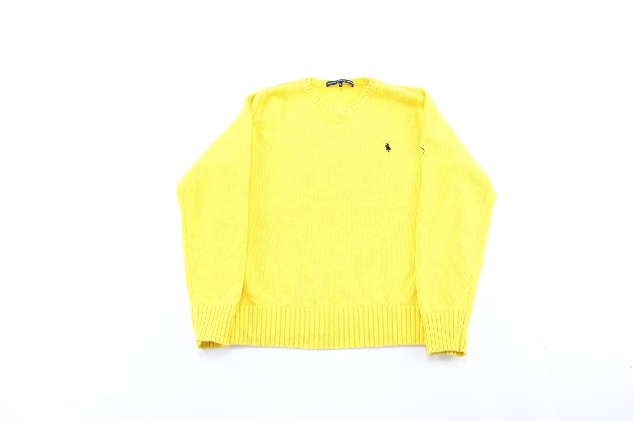 Women's Ralph Lauren Embroidered Logo Yellow Sweater - ThriftedThreads.com