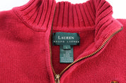 Women's Ralph Lauren Embroidered Red Pullover Sweater - ThriftedThreads.com