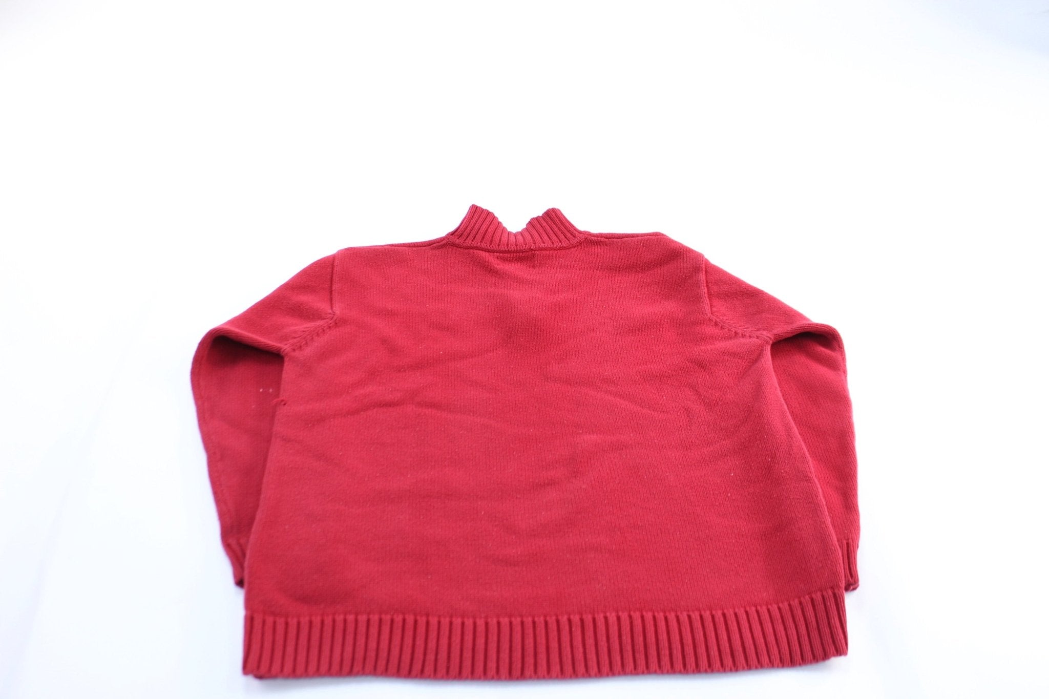 Women's Ralph Lauren Embroidered Red Pullover Sweater - ThriftedThreads.com