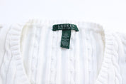 Women's Ralph Lauren Embroidered White Pullover Sweater - ThriftedThreads.com