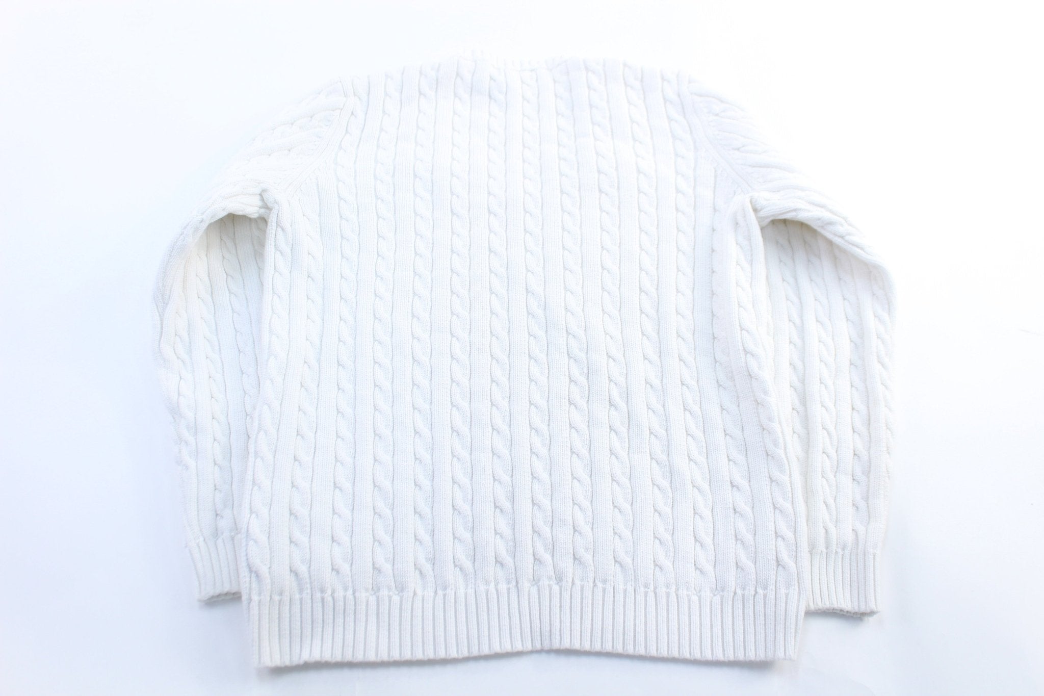 Women's Ralph Lauren Embroidered White Pullover Sweater - ThriftedThreads.com