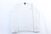 Women's Ralph Lauren Embroidered White Pullover Sweater - ThriftedThreads.com