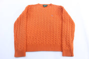Women's Ralph Lauren Orange Cable Knit Sweater - ThriftedThreads.com