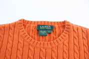 Women's Ralph Lauren Orange Cable Knit Sweater - ThriftedThreads.com