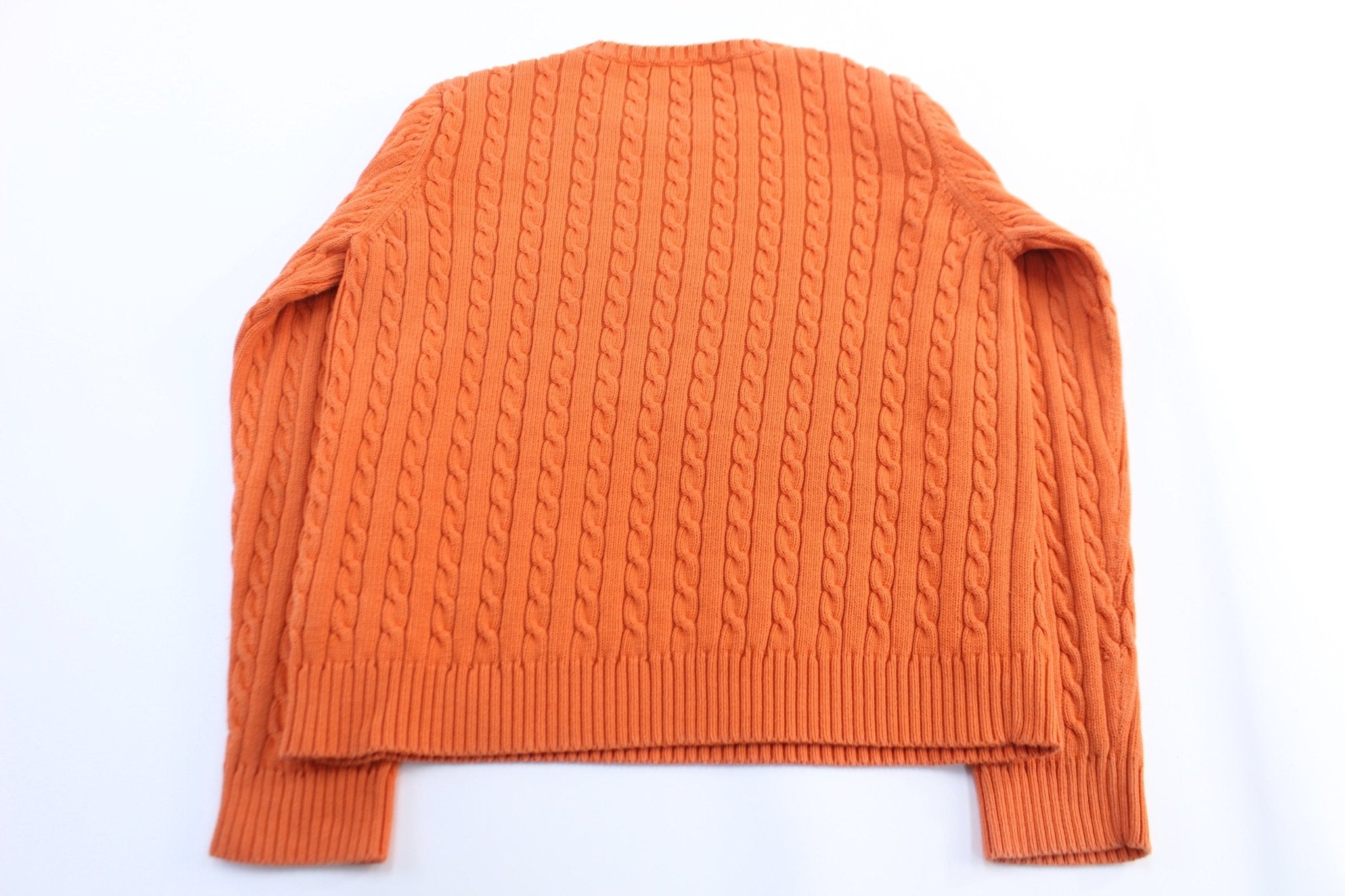 Women's Ralph Lauren Orange Cable Knit Sweater - ThriftedThreads.com