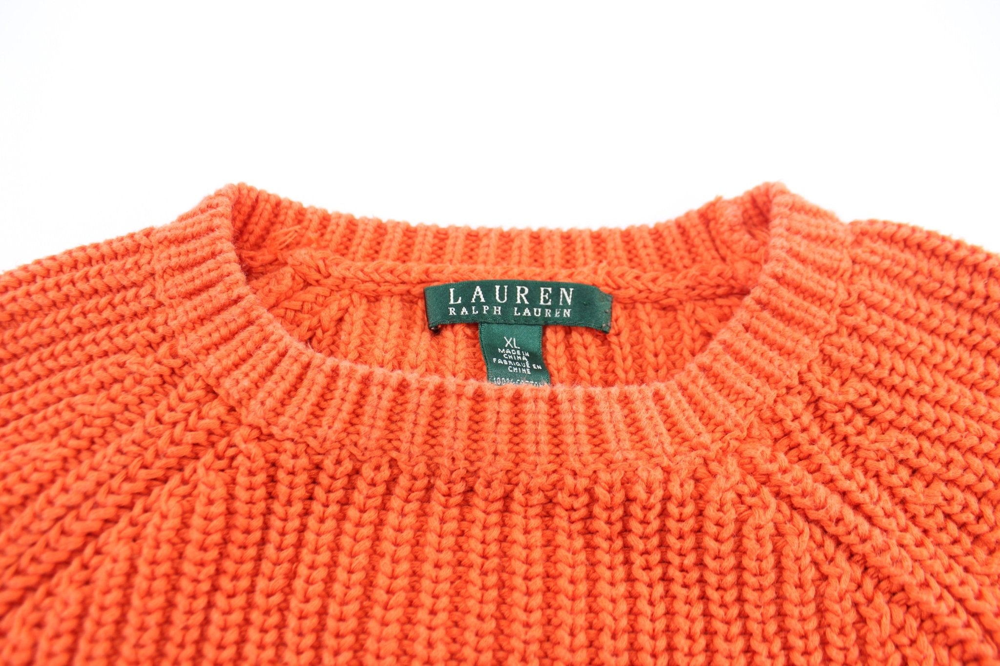 Women's Ralph Lauren Orange Knitted Sweater - ThriftedThreads.com