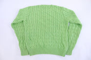 Women's Ralph Lauren Sport Embroidered Logo Green Cable Knit Sweater - Sweater - Thrifted Threads