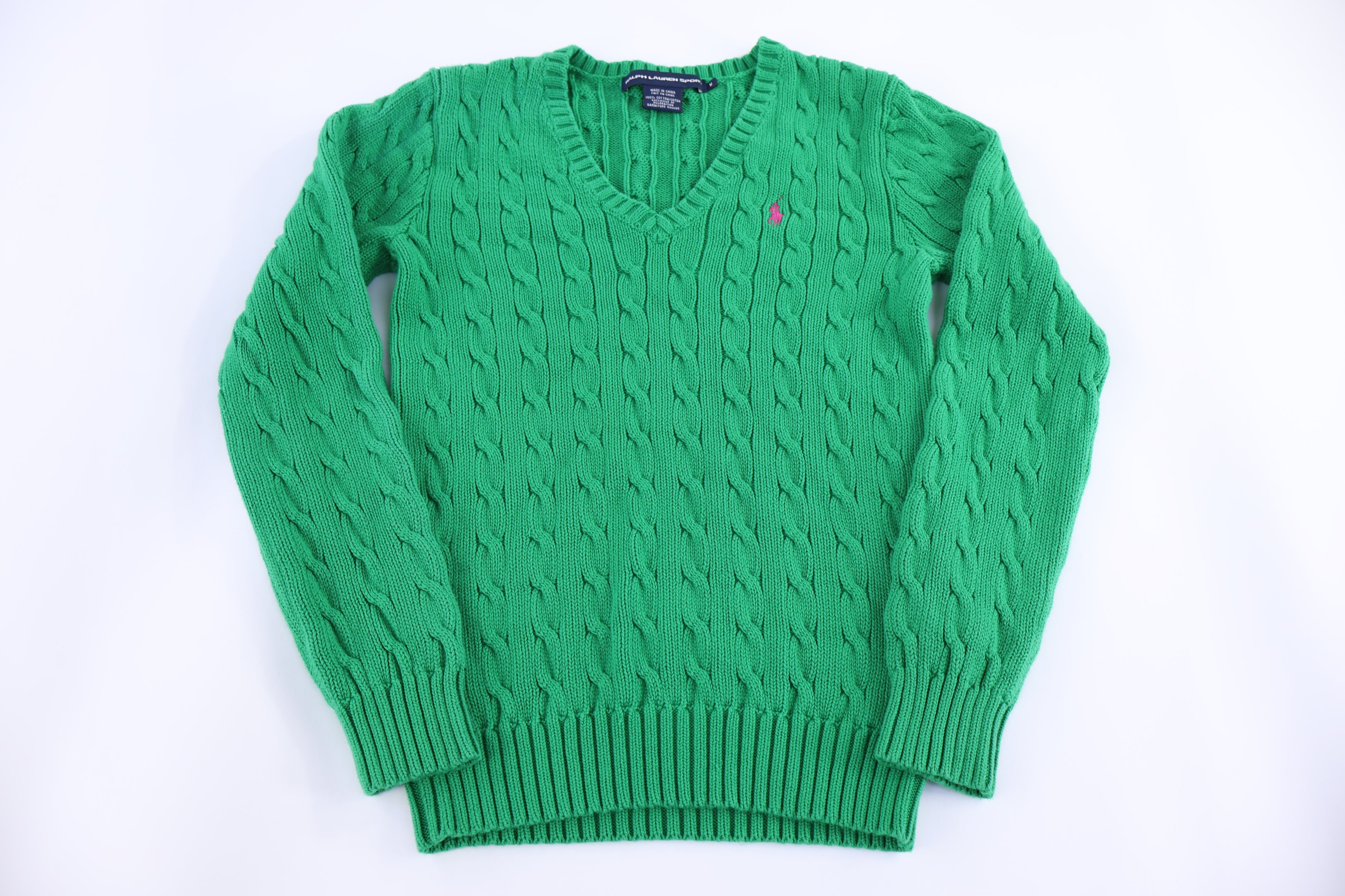 Women's Ralph Lauren Sport Embroidered Logo Green Sweater - Sweater - Thrifted Threads