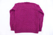 Women's Ralph Lauren Sport Embroidered Logo Purple Cable Knit Sweater - Sweater - Thrifted Threads