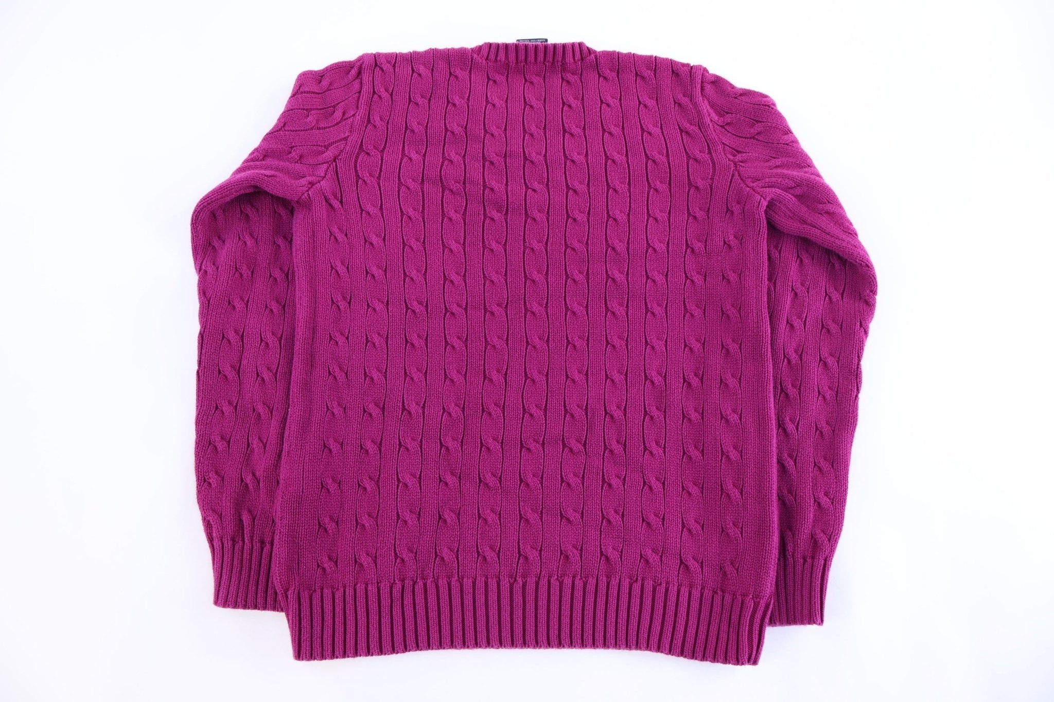 Women's Ralph Lauren Sport Embroidered Logo Purple Cable Knit Sweater - Sweater - Thrifted Threads