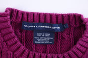 Women's Ralph Lauren Sport Embroidered Logo Purple Cable Knit Sweater - Sweater - Thrifted Threads