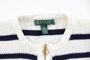 Women's Ralph Lauren Striped Zip Up Sweater - ThriftedThreads.com