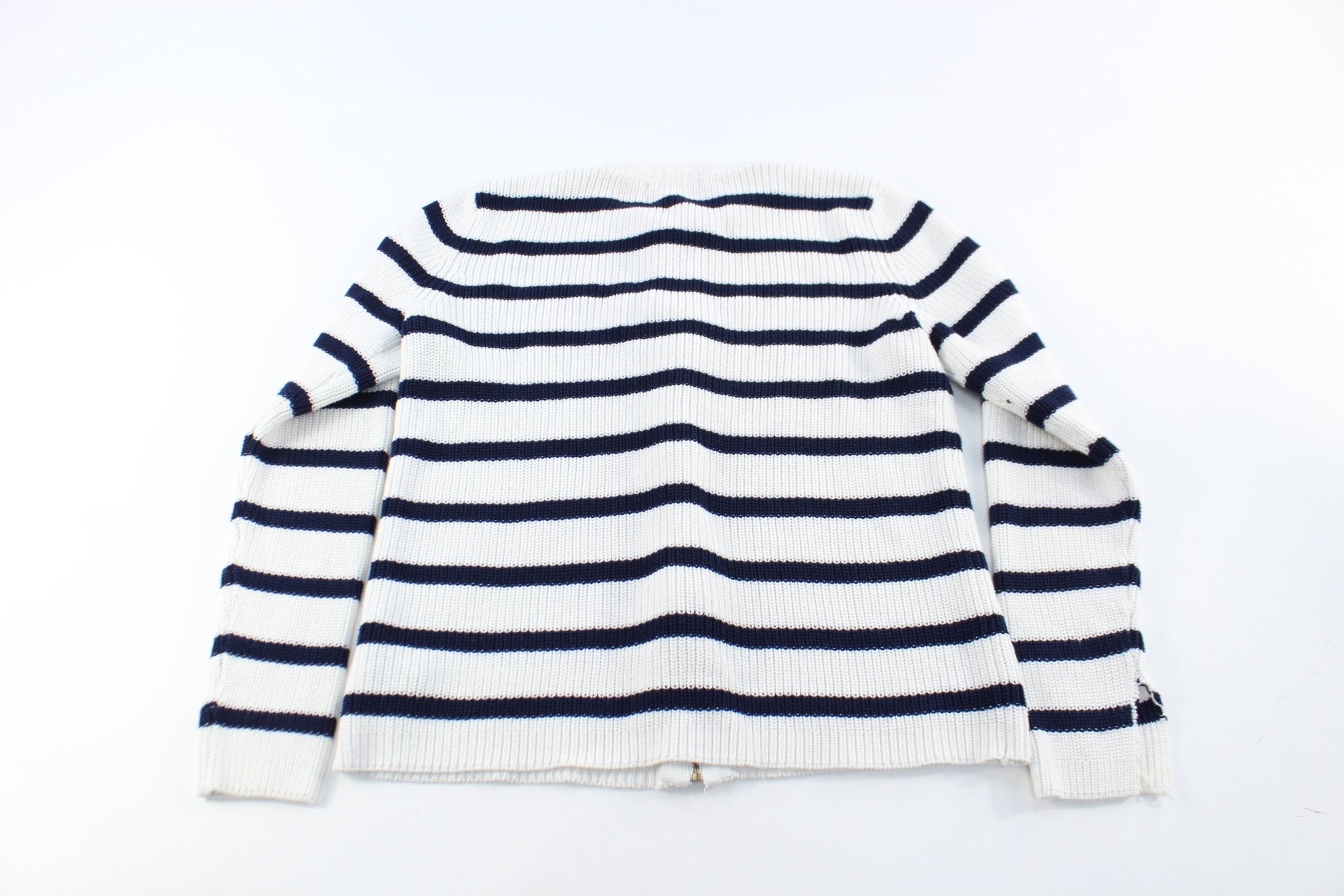 Women's Ralph Lauren Striped Zip Up Sweater - ThriftedThreads.com